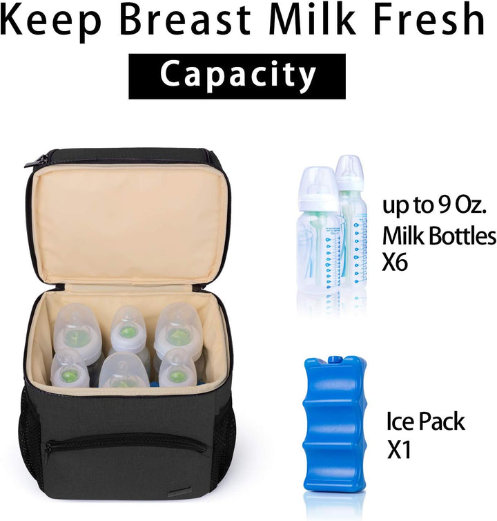 Teamoy Doppelschichtige Muttermilch Kühltasche mit Eisbeutel, Reise Babyflasche Kühltasche bis zu 6