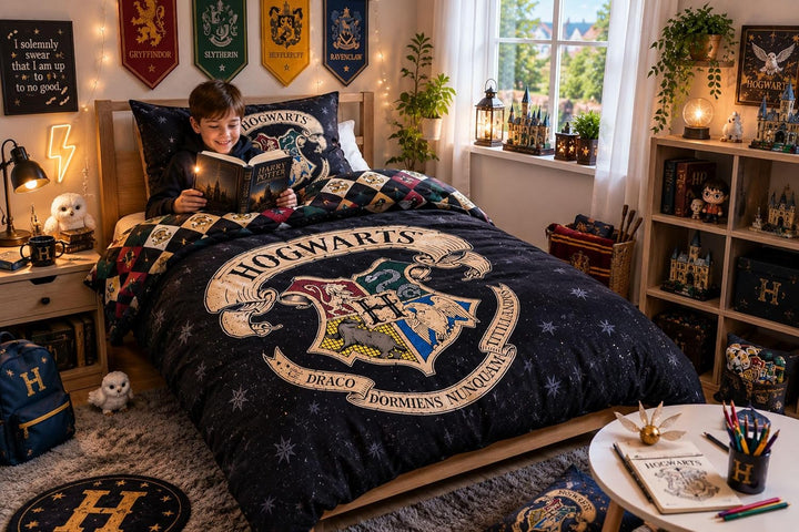 SkyBrands Harry Potter Bettwäsche 135x200 80x80 Hogwarts Bettwäsche-Set 2-teilig Bettbezug Kissenbez