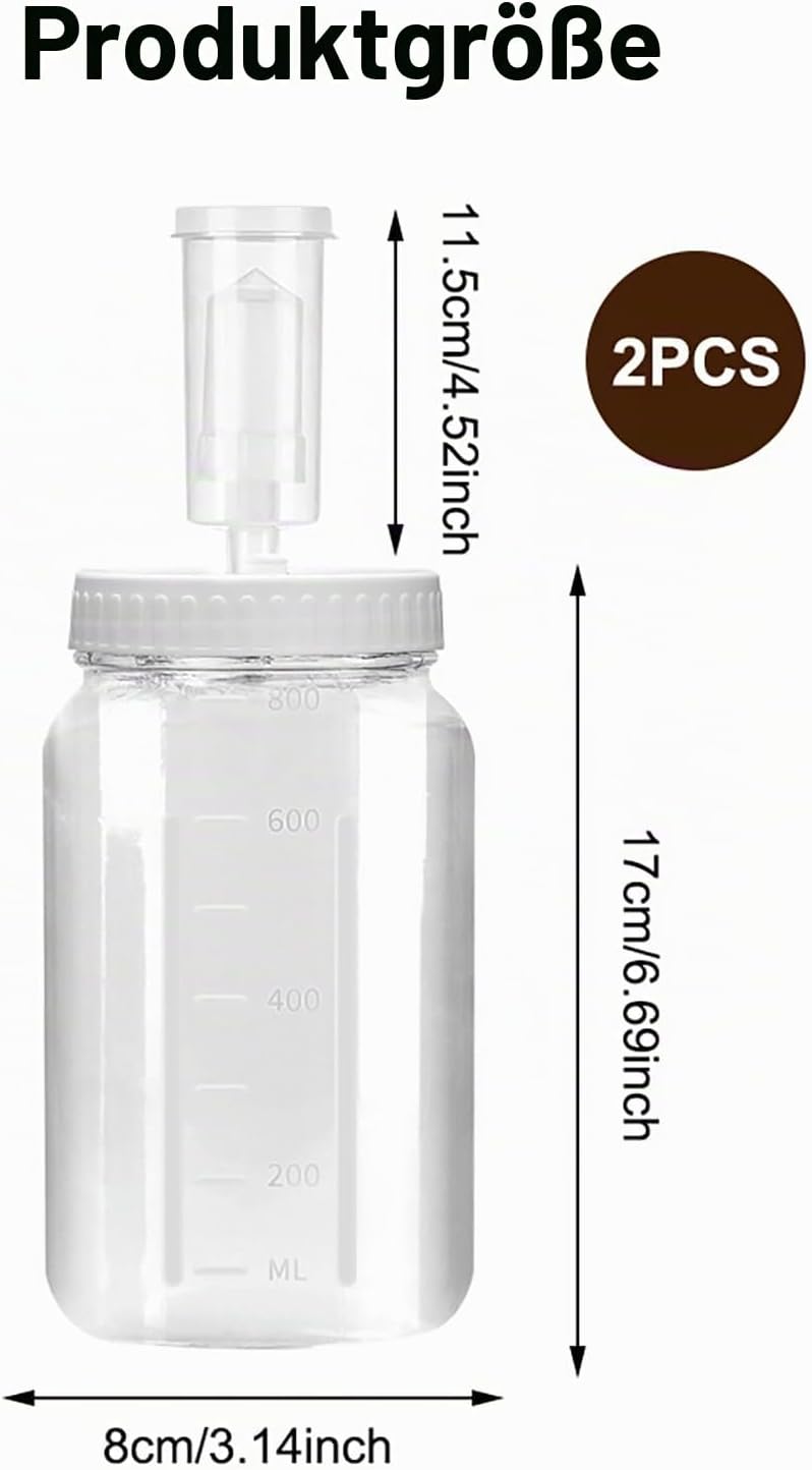 LUPATDY 2 Stück Fermentierglas 1L/32oz, Fermentiergläser mit Gärventil, Breiter Mund Fermentiergläse