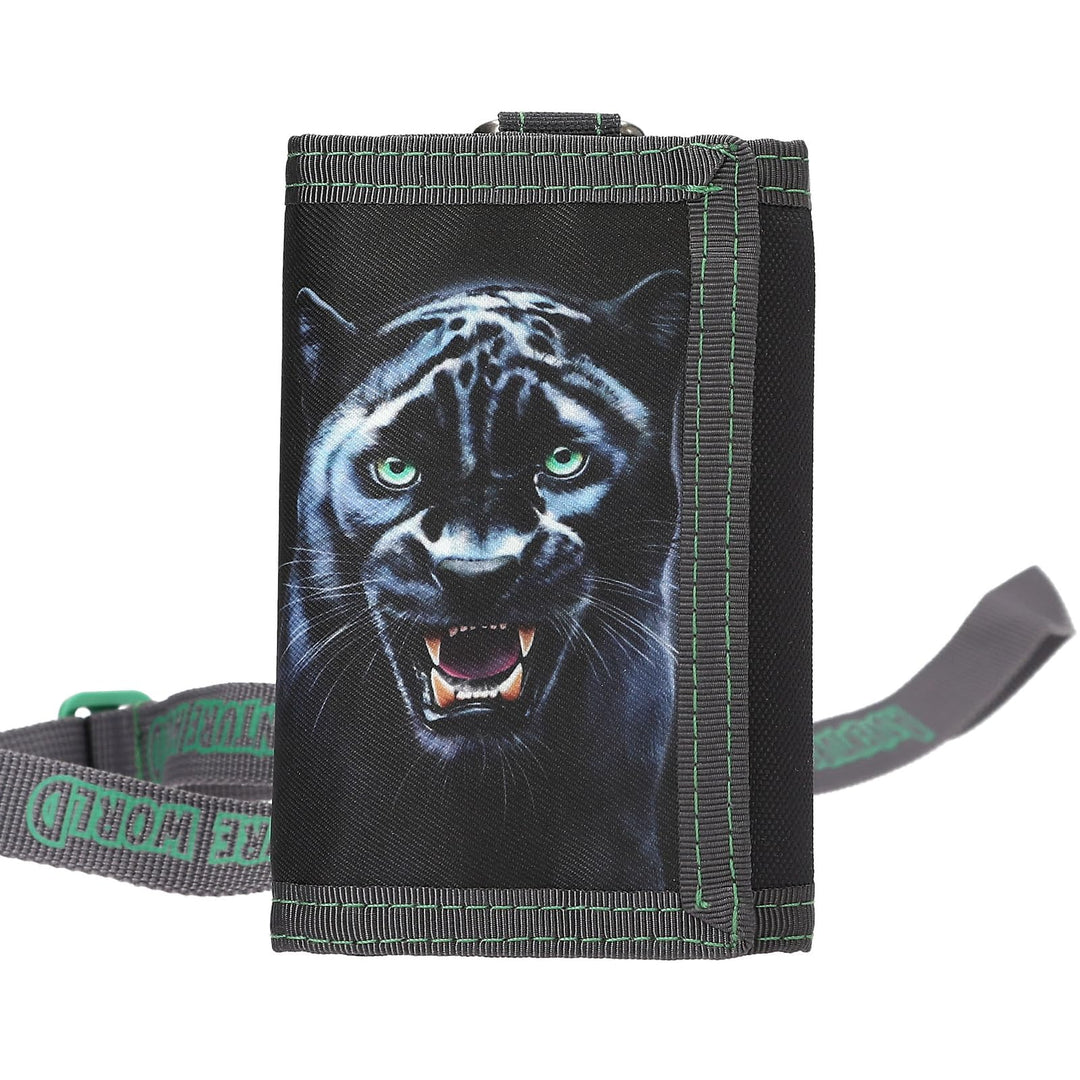 Depesche 13696 Adventure World Panther - Portemonnaie in Schwarz und Grün, mit Panther Motiv, Geldbö