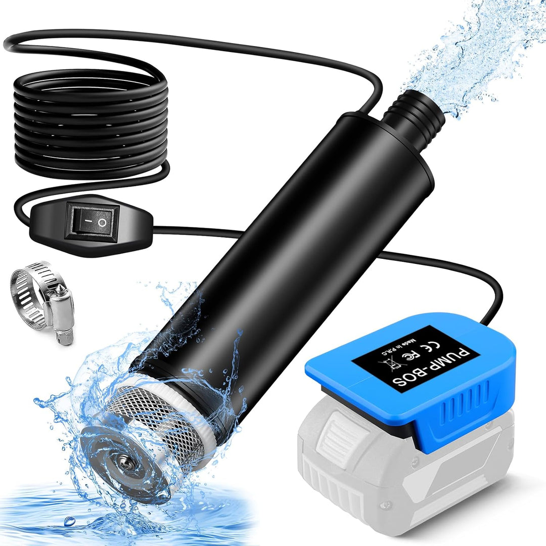 Tragbare Wasserpumpe Sumpfpumpe für Bosch Professional 18V System GBA Akku, 120W, 12V Regenfass Wass