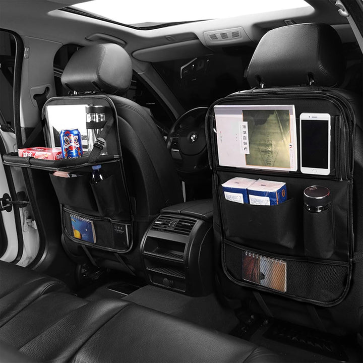 Auto Rückenlehnenschutz mit Organizer, Wasserdichter Oxford Stoff, Rücksitz Aufbewahrung (A), B