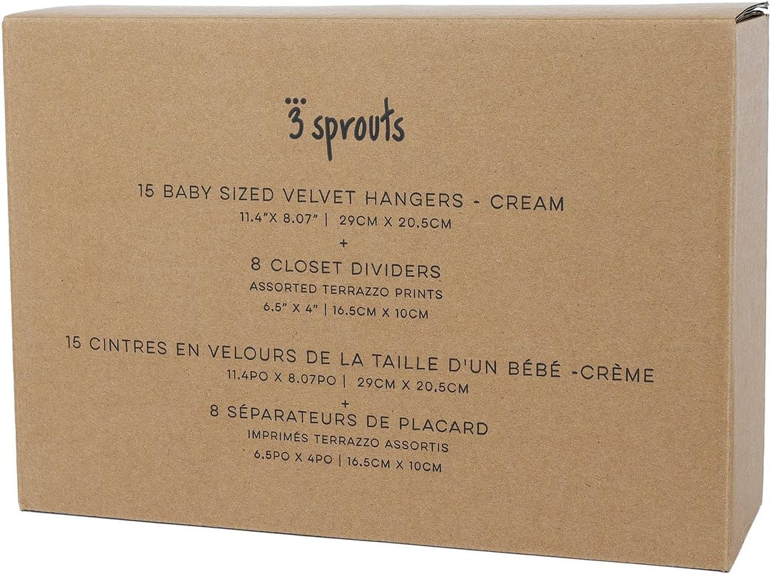3 Sprouts Baby-Schrank-Organizer-Set – 15 Kinderzimmer-Kleiderbügel mit Trennwänden in 8 Grössen, Sc