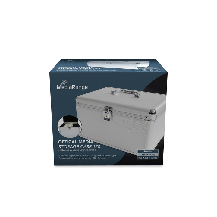 MediaRange Media storage case for 120 discs, aluminum look, with hanging sleeves, silver
