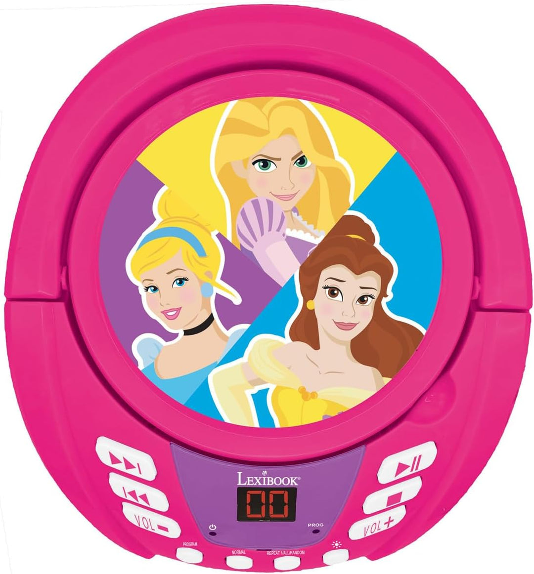 Lexibook - Disney Prinzessin - Bluetooth CD-Player für Kinder - Tragbar, Lichteffekte, Mikrofonansch