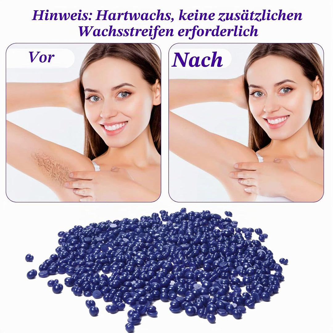 Wolady Waxing Filmwachs, 800g Wachsperlen Heisswachs mit 10 Holzspatel zur Enthaarung, Haarentfernun