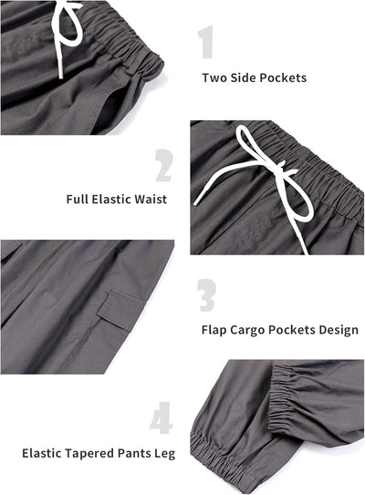 Rolanko Kinder Cargo Hose Elastische Taille Jogger Tanz Hose für Mädchen Streetwear Hip Hop, Eisen G