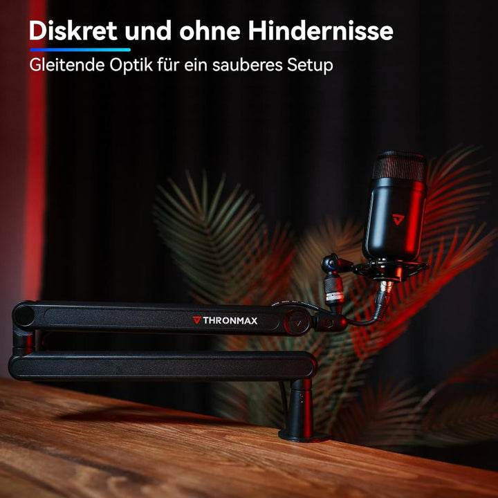 THRONMAX S7 Tune Low Profile Mic Arm, 360° drehbarer Mikrofonarm Mikrofonständer, Kabelmanagement, e