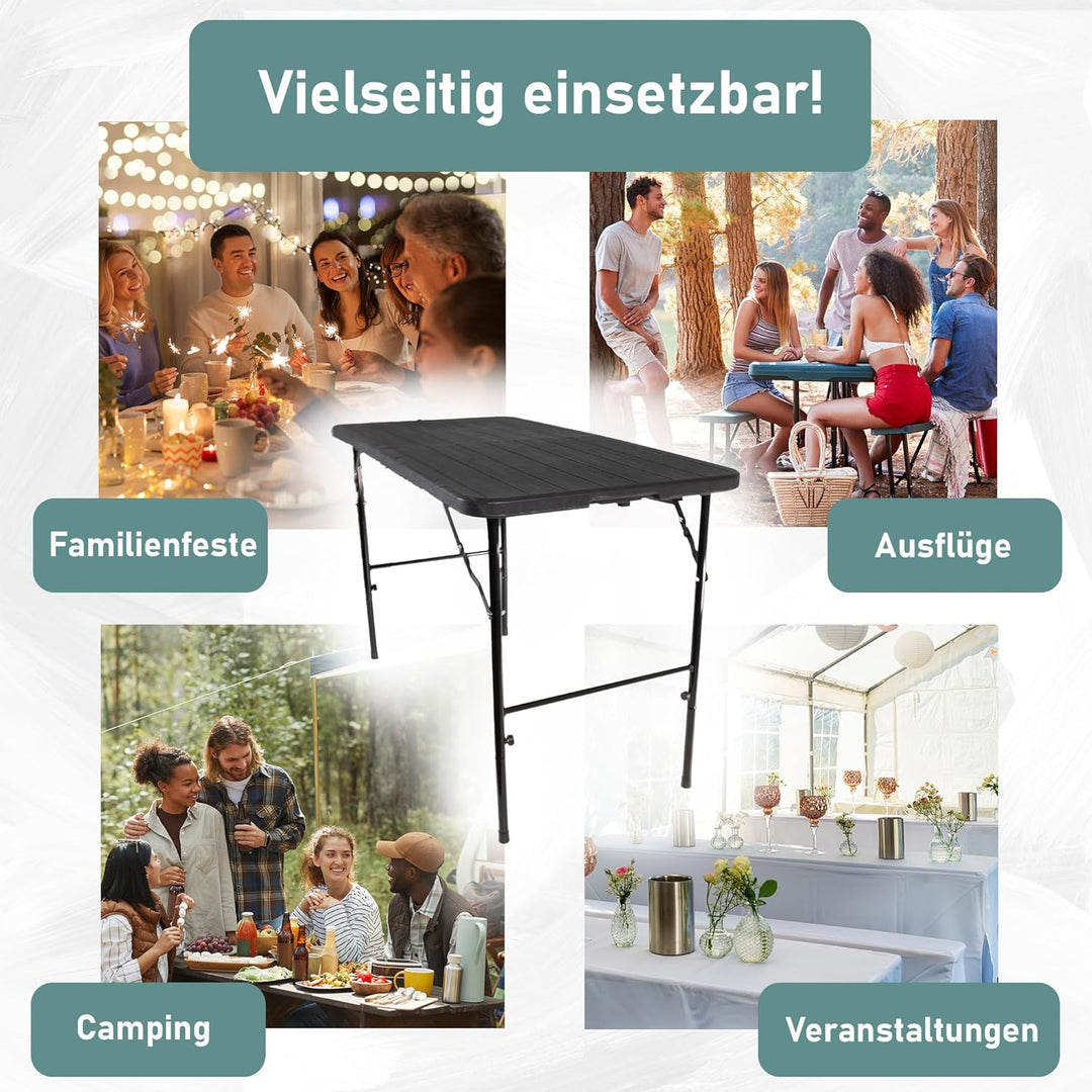 Lemodo Klapptisch mit Tischplatte in Holz-Optik, Balkontisch 120 x 60 cm (L x B) | Beistelltisch bis