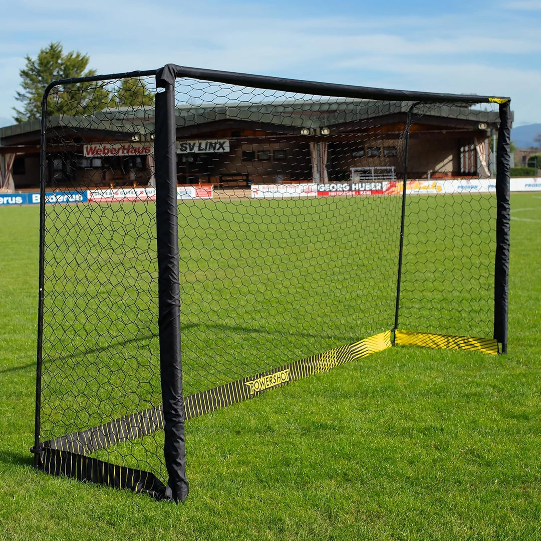 Fussballtor aus Stahl - Verschiedene Grösse - Schwarz - Bodenverankerung und Transporttasche inkl. 5