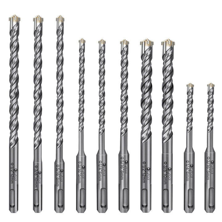 SDS-Plus-Bohrer-Set, Lytool 10 tlg Steinbohrer Hammerbohrer Betonbohrer Set Ø 5, 6, 8, 10, 12 mm (11
