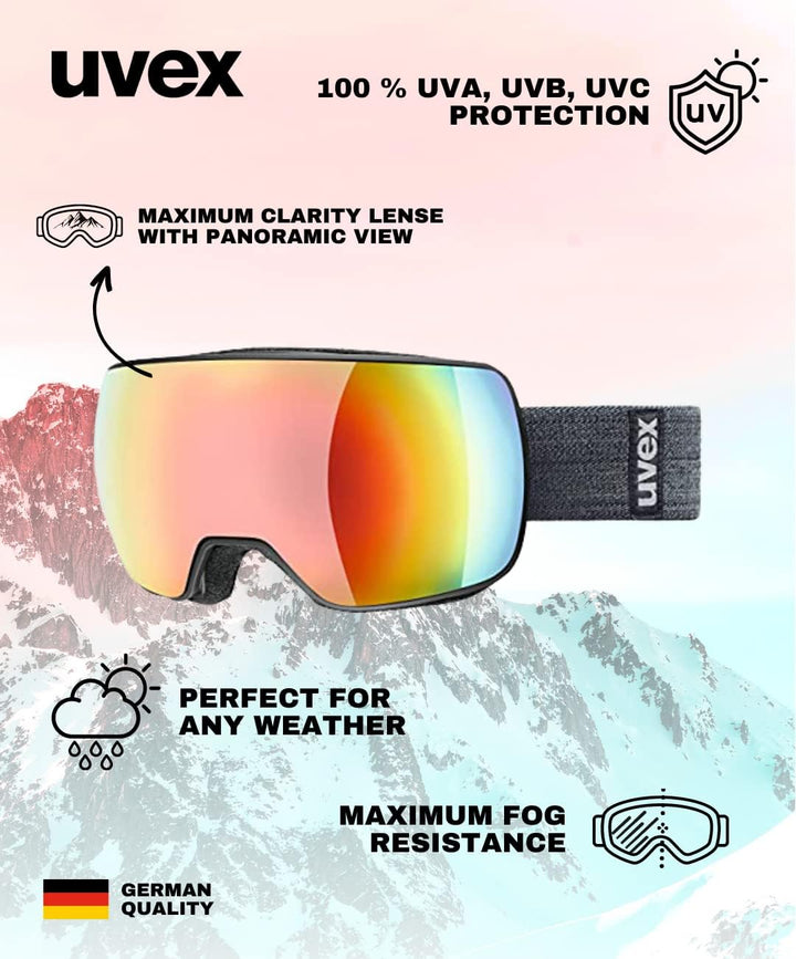 Uvex Unisex Compact Fm Skibrille (1er Pack) Einheitsgrösse black mat/rainbow-rose, Einheitsgrösse bl