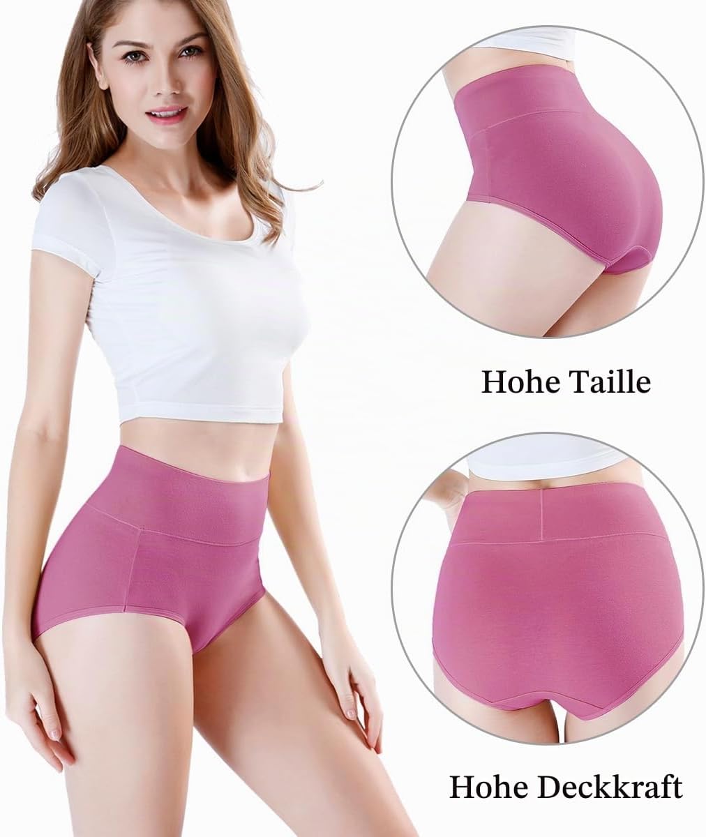wirarpa Damen Unterhosen Baumwolle Unterwäsche Slips Damen Hohe Taille Taillenslip Weich Frauen 5er