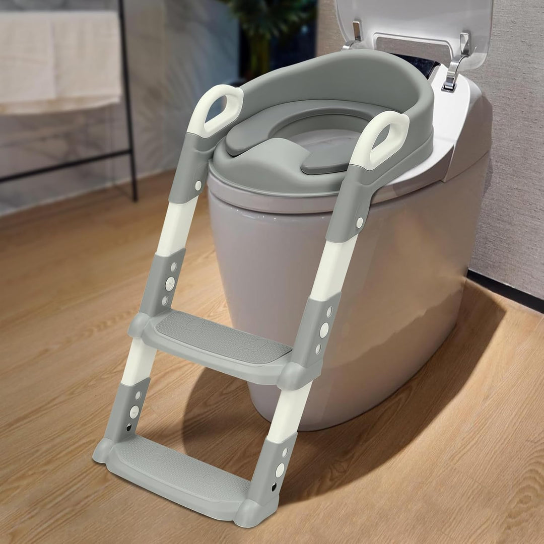 Toilettensitz Kinder mit Treppe, HöHenverstellbar Faltbar Töpfchen Toilettentrainer mit Treppe Toile