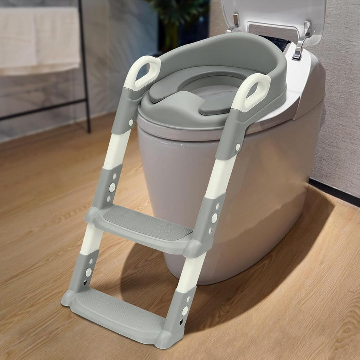 Toilettensitz Kinder mit Treppe, HöHenverstellbar Faltbar Töpfchen Toilettentrainer mit Treppe Toile
