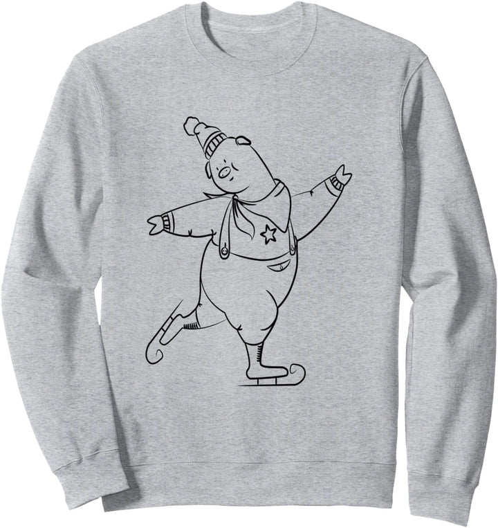Schwein Skifahren Cartoon Sweatshirt