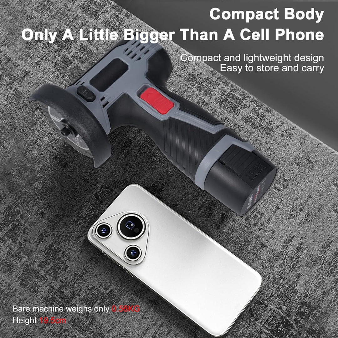Weytoll Mini Winkelschleifer Akku mit 2 Batterien, 16,8V 1500mAh, 17000RPM mit 10 76-mm-Schneidkling