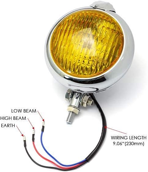 Motorrad Scheinwerfer Klassisch Chrom für Bobber Chopper Scrambler Cafe Racer - 12V 35W