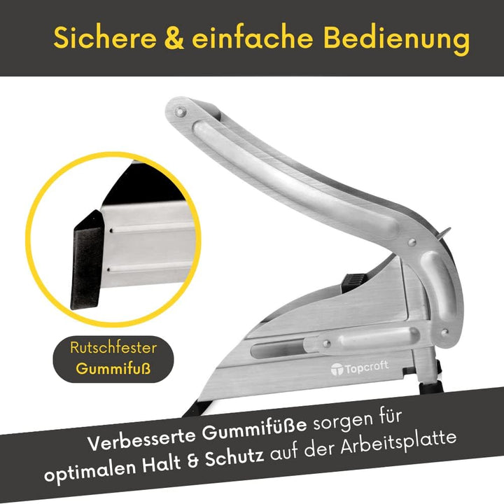Topcroft ® Pommesschneider Edelstahl I 2 Schneidegrössen für individuelle Pommesdicke I Rutschfester