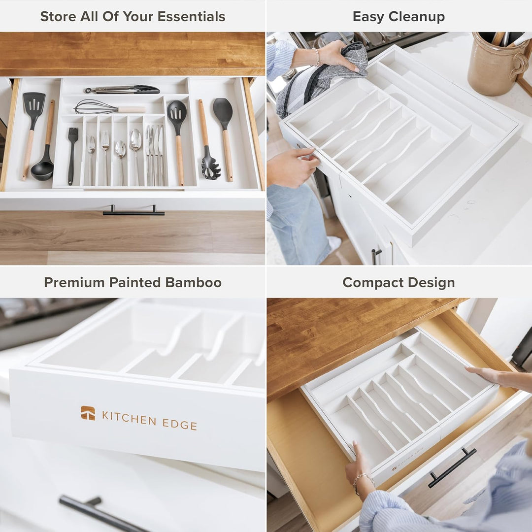 KitchenEdge Hochwertiger Besteck- und Utensilien-Organizer für Küchenschubladen, lebensmittelecht, e
