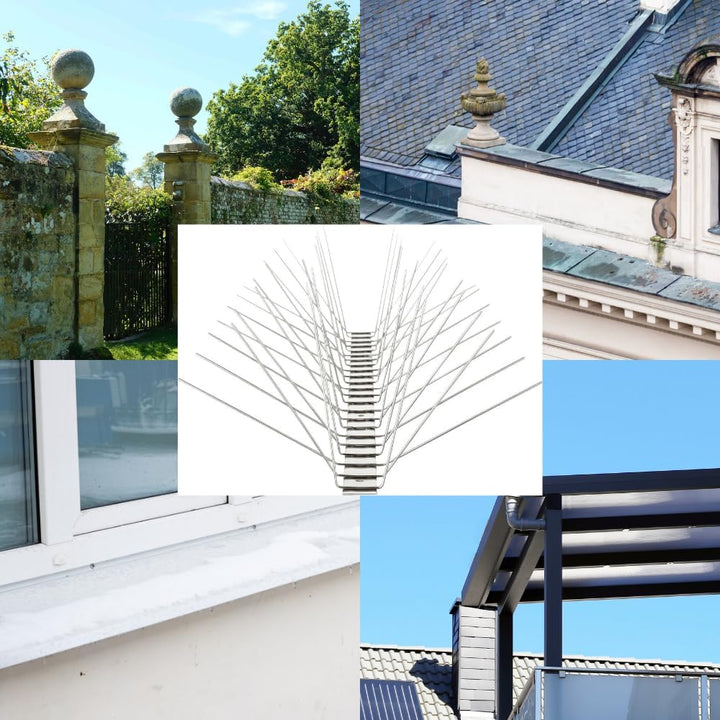 Profi Edelstahl Taubenspikes 6 Reihig - Effektive Taubenabwehr- Vogelabwehr Edelstahlleiste Spikes f