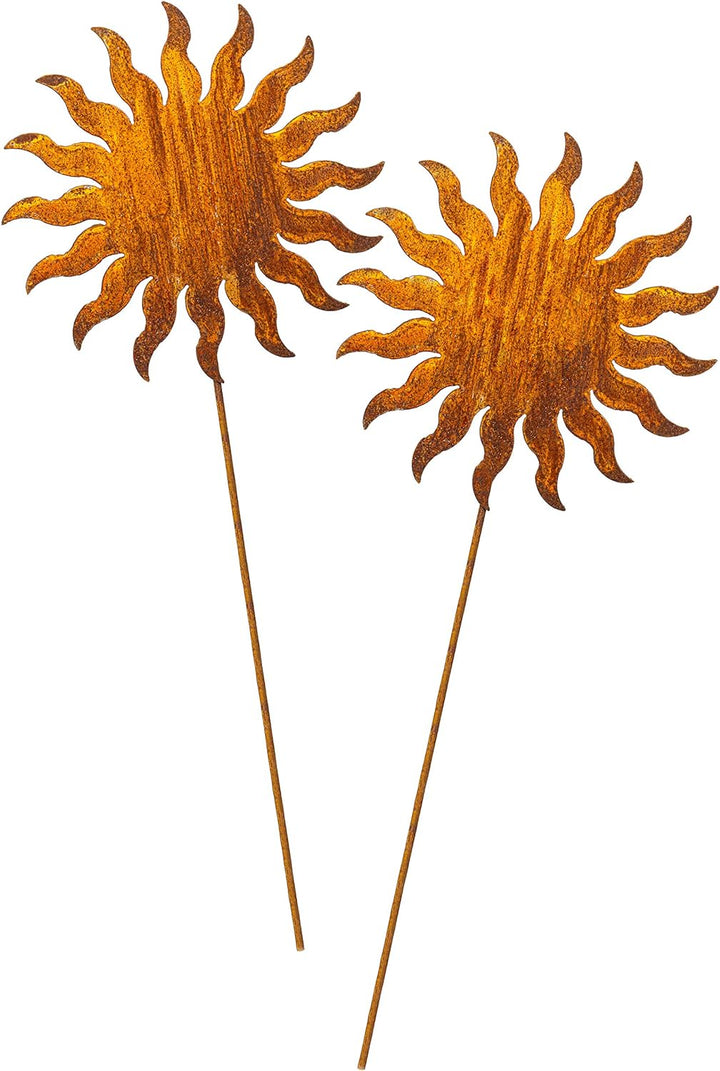 Blümelhuber Gartenstecker Rost Sonnen - Beetstecker Set aus 2 Figuren in Rostoptik als Gartendekorat