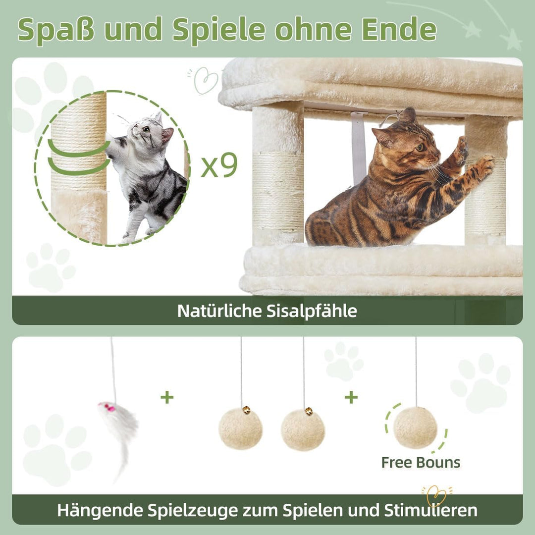 Taoqimiao 180CM Kratzbaum Gross XXL, Katzenbaum Grosse Katzen Stabil kratzbaum Maine Coon mit Katzen