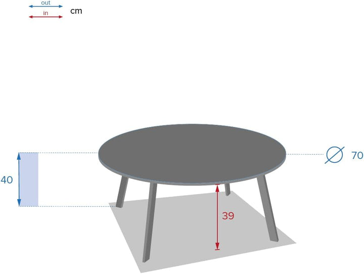Hespéride Runder gartenbeistelltisch saona Tonka 70x40cm aus epoxybehandeltem Stahl - D 70