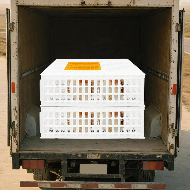 2 Stück Geflügel Tragetasche, Huhn-Transportkäfig mit Schiebetür und Transportgriffen, Korb Box für