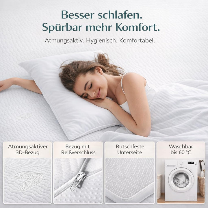 Newentor® Topper 80x200cm H2 H3 Gel, Matratzen Topper 80x200 Schlafsofa Bett Gelschaum, Matratzentop