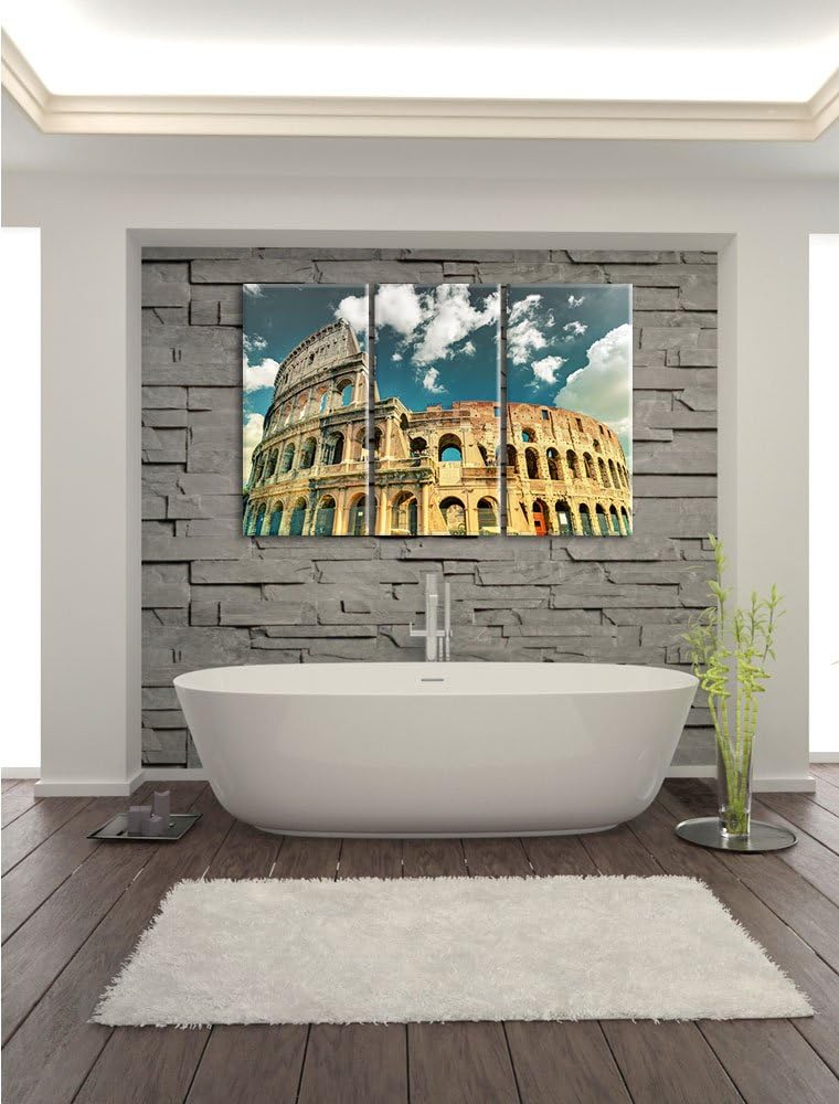 Pixxprint Colosseum bei Tag in Rom als Leinwandbild/Grösse: 3 Teilig (120x80) cm/Wandbild/Kunstdruck
