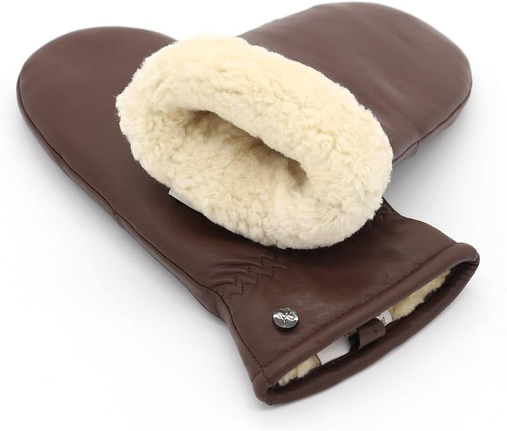 Fäustlinge aus reinem Merino Lammfell und robustem Lammnappa Leder, Touchscreen-fähig, Damen, Lammfe