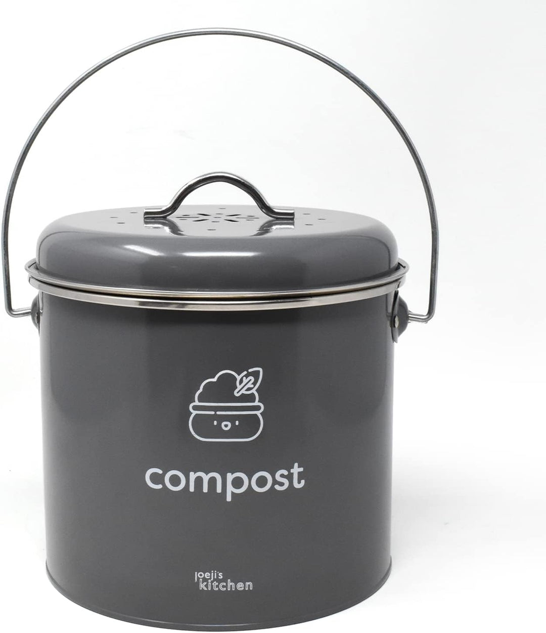 joeji's Kitchen 3,5L gross Biomülleimer für die Küche - Metall Kompost Küchenkomposteimer mit Deckel