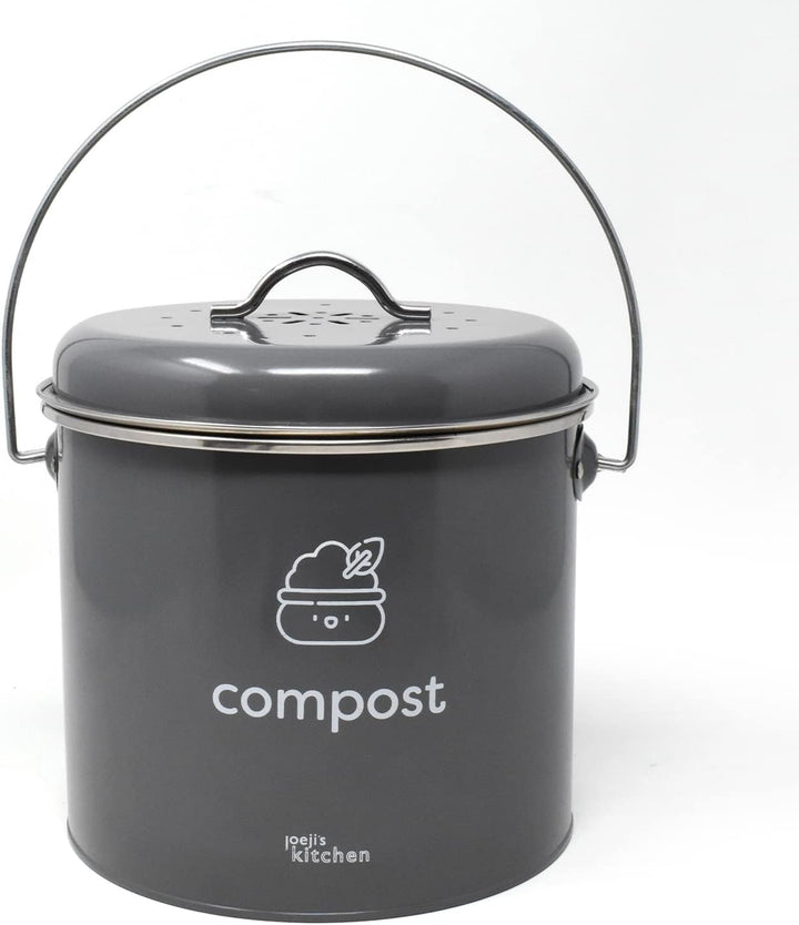 joeji's Kitchen 3,5L gross Biomülleimer für die Küche - Metall Kompost Küchenkomposteimer mit Deckel