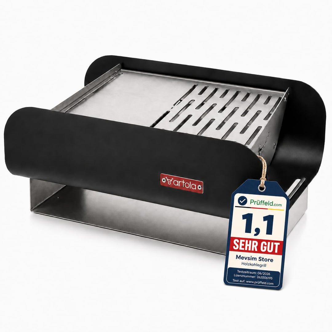 [ Test SEHR GUT, Note 1.1 *] Artola TrunQy Gourmet Holzkohlegrill Tischgrill - Tragbarer BBQ Grill f