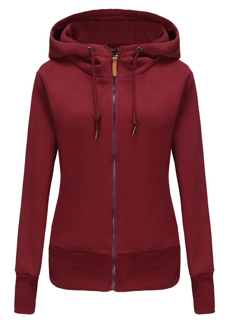 Damen Sweatjacke Kapuzenpullover Zip Hoodie Jacke mit Kapuze Winter Sweatshirt Kapuzenjacke XXL Wein