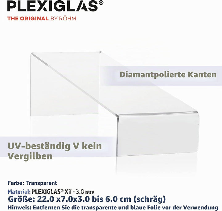 Warenträger-Set als Schuhständer (schräg) und Präsentationsdisplay, transparenter Verkaufsständer, D