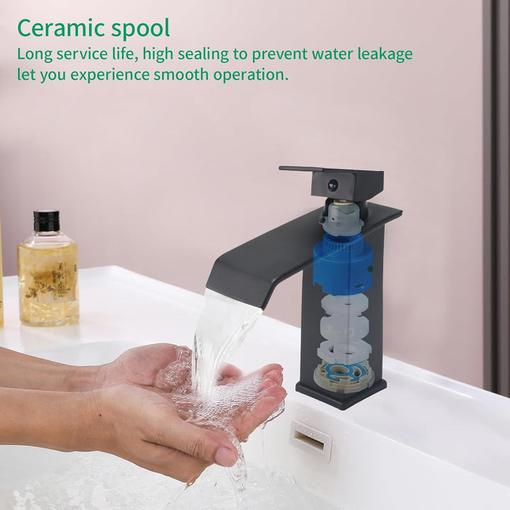 Wasserhahn Bad Waschtischarmaturen Wasserfall Wasserhahn Einhandbedienung Heiss & Kalt Dual Control