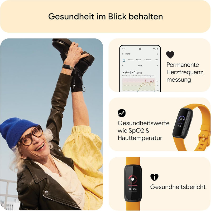 Google Fitbit Inspire 3 – Gesundheits- & Fitness-Tracker Damen / Herren - Herzfrequenzmessung, Stres