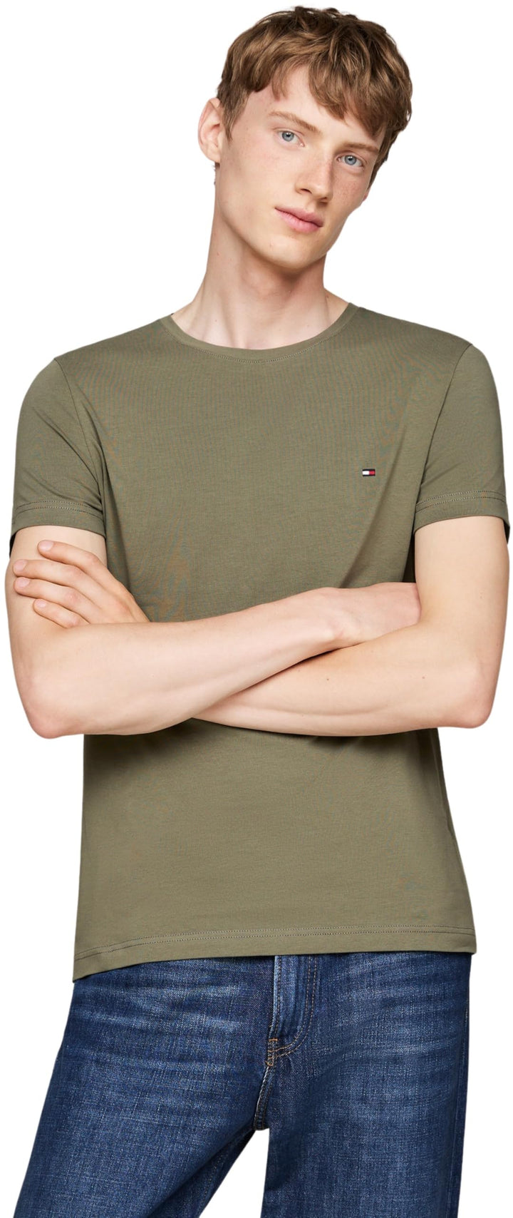 Tommy Hilfiger Herren Kurzarm T-Shirts M Green (Battle Green), M Green (Battle Green)