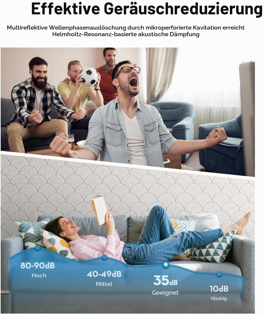 Soundsbay 12 St. Akustikpaneele Selbstkleben, Schallschutz Schallabsorber, Akustikplatten aus Polyes