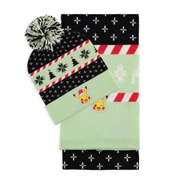 DIFUZED Sport Pikachu Pokemon Schal Set Handschuhe und Mütze, bunt, Einheitsgrösse