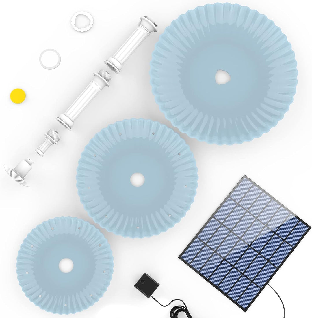 AISITIN DIY Deko Brunnen,Vogeltränke Sets mit 3,5W Solar Springbrunnen, 3 stufige Vogelfütterer für