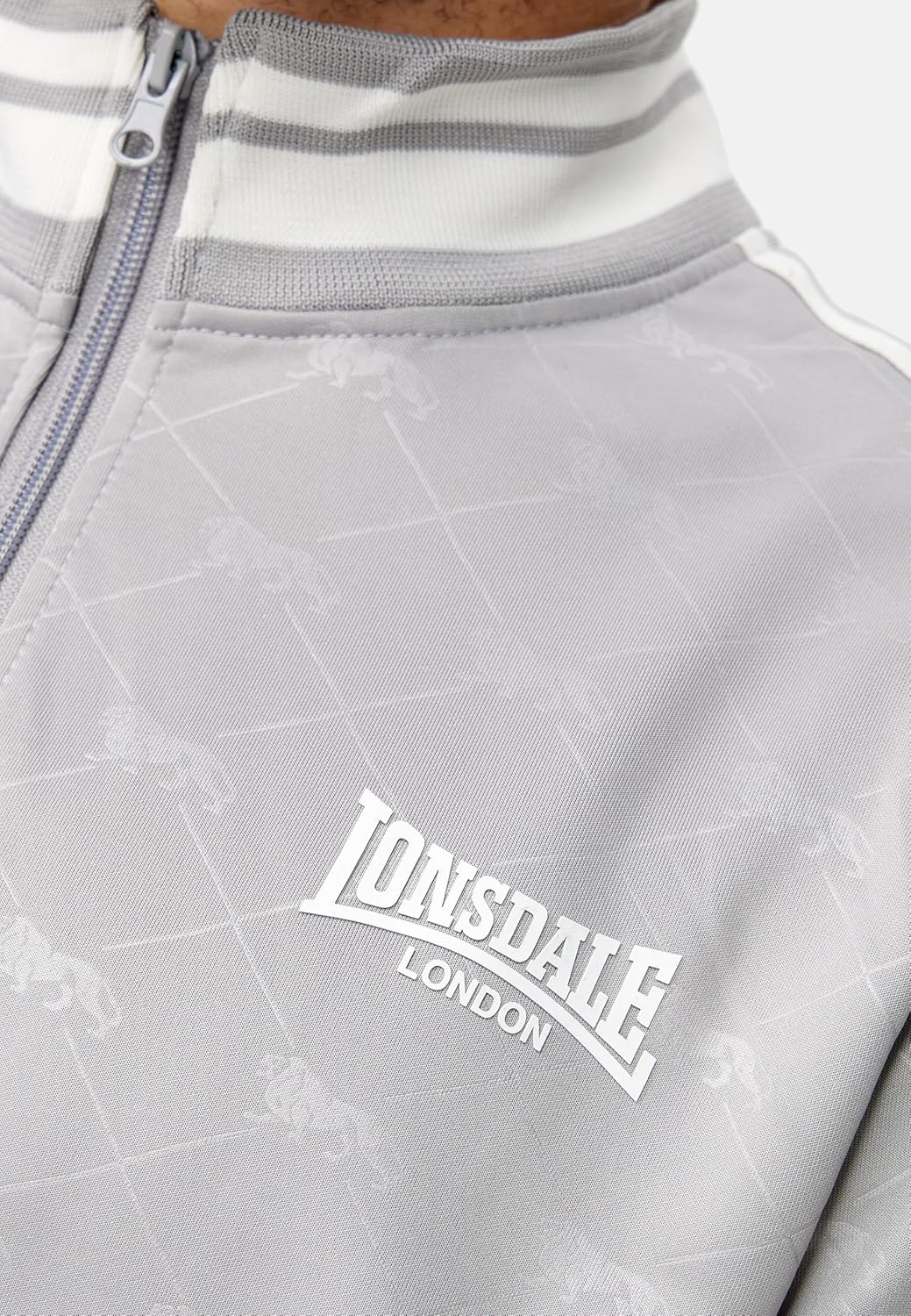 Lonsdale ASHWELL Herren Trainingsanzug schmale Passform S Grey/White, S Grey/White