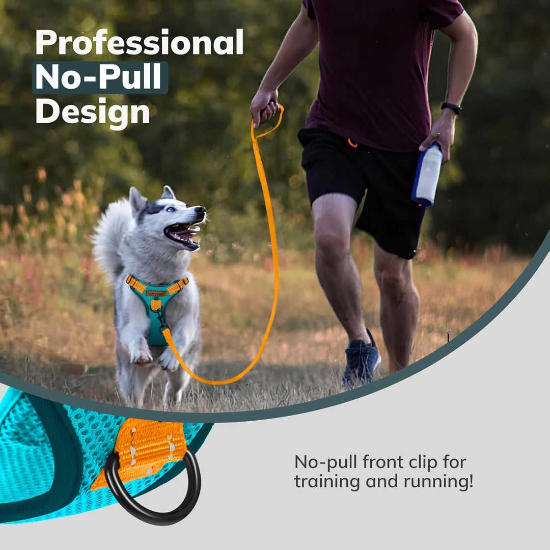 FAYOGOO Hundegeschirr, Kein Choke Front Clip Hund Reflektierendes Geschirr, No-Pull Verstellbare Wei