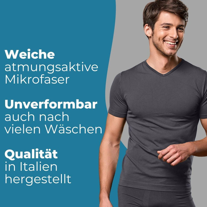 FOCENZA T-Shirt für Herren mit V-Ausschnitt, Unterwäsche aus weicher elastischer und bequemer Mikrof