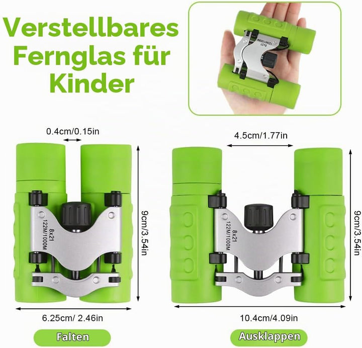 OSDUE Fernglas für Kinder, Fernglas Spielzeug, Starke Vergrösserung 8X21, Stossfestes, Inklusive Lup