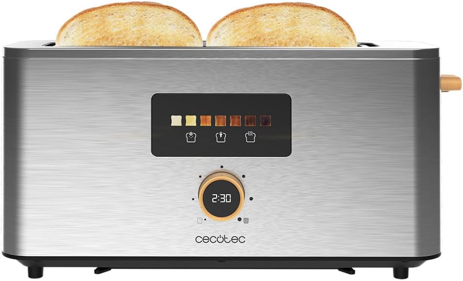 Cecotec Vertikaler Toaster mit 1 Langschlitz Touch&Toast Extra, 1000 W, 24 Scheiben Brot, Extra brei