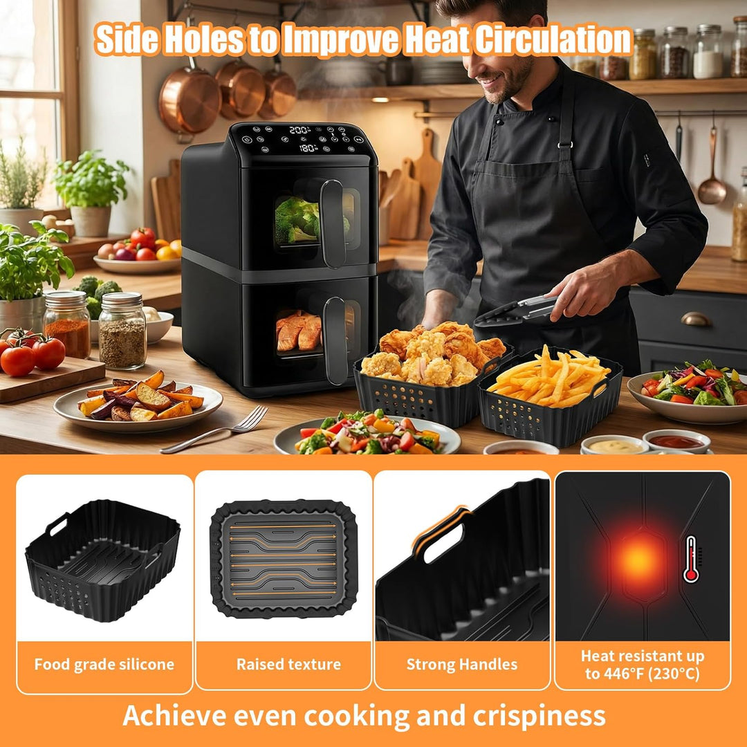 Airfryer Zubehör für Philips Airfryer 4000 Series Stacked Dual Basket Heissluftfritteuse NA460/00 NA