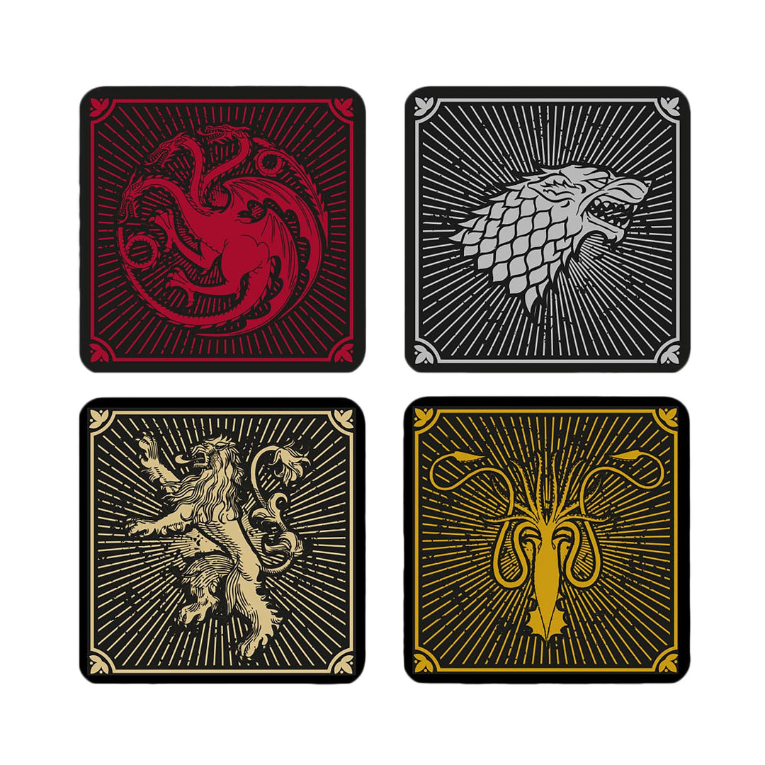 Elbenwald Untersetzer 4er Set mit Game of Thrones Häuser Design - Geschenkidee - Glasuntersetzer Vie